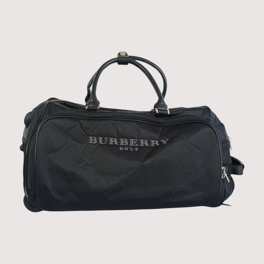 Burberry Golf Travel Bag Black Nylon Unisex Rolling Luggage Carry-On Tote