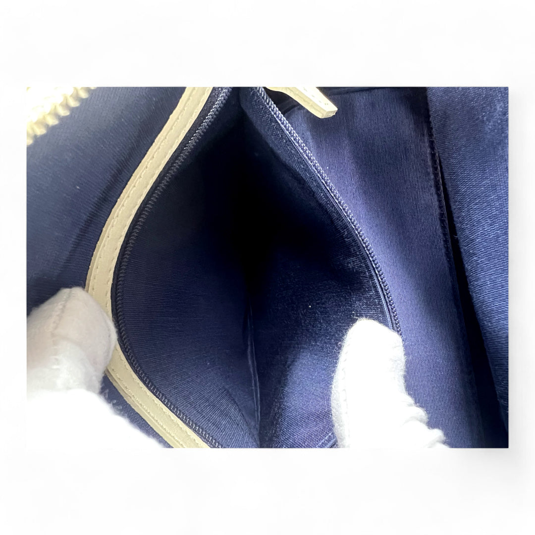 Burberry Blue Label Women's Handbag Monogram Canvas Leather Beige Blue Green Tote Bag