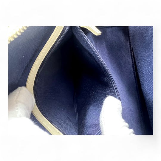 Burberry Blue Label Women's Handbag Monogram Canvas Leather Beige Blue Green Tote Bag