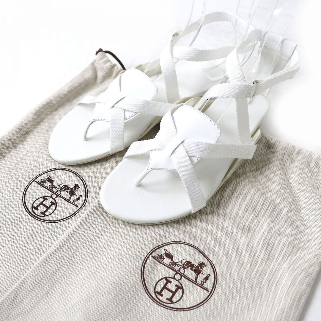 HERMES Sandals leather white 38