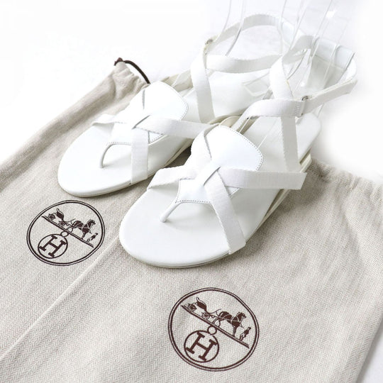HERMES Sandals leather white 38