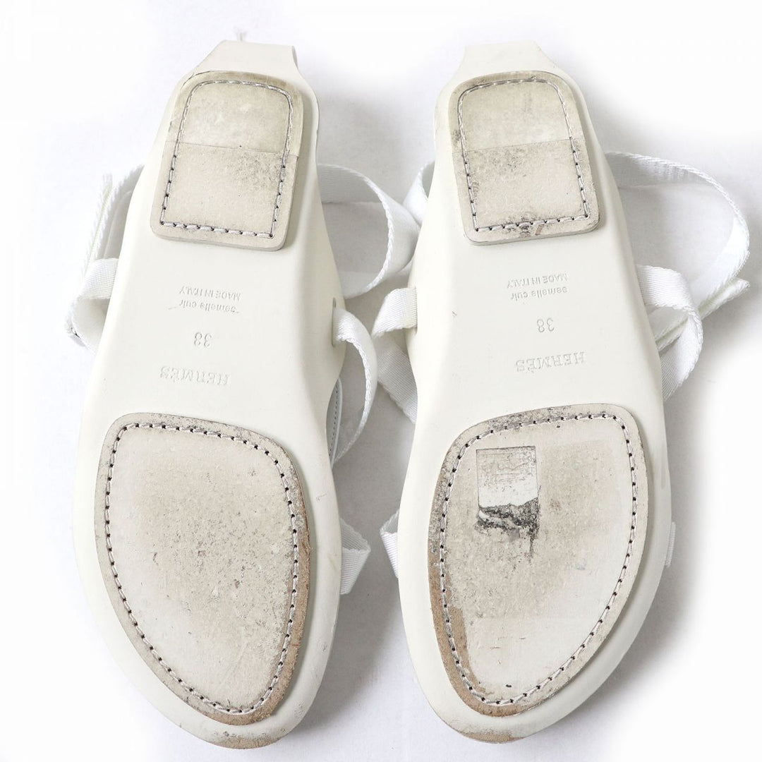 HERMES Sandals leather white 38