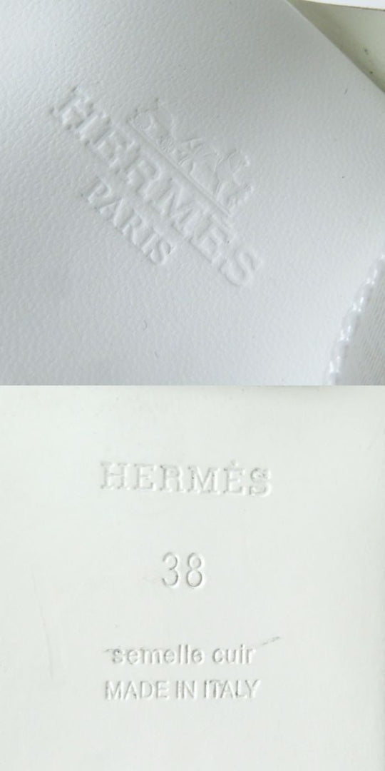 HERMES Sandals leather white 38