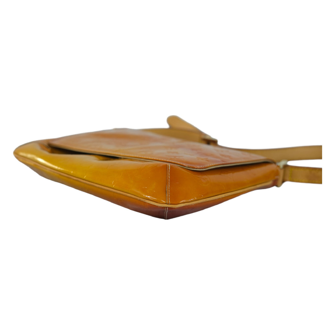 Louis Vuitton Vernis Yellow Flap Bag Shoulder Purse Women's Designer Handbag Vintage Chic