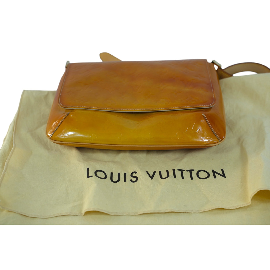 Louis Vuitton Vernis Yellow Flap Bag Shoulder Purse Women's Designer Handbag Vintage Chic
