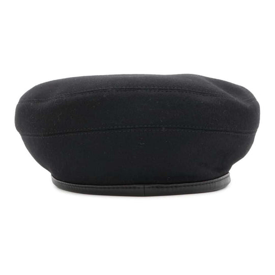 HERMES Saint-Honore Lift Embroidery Cashmere Black Beret Preloved