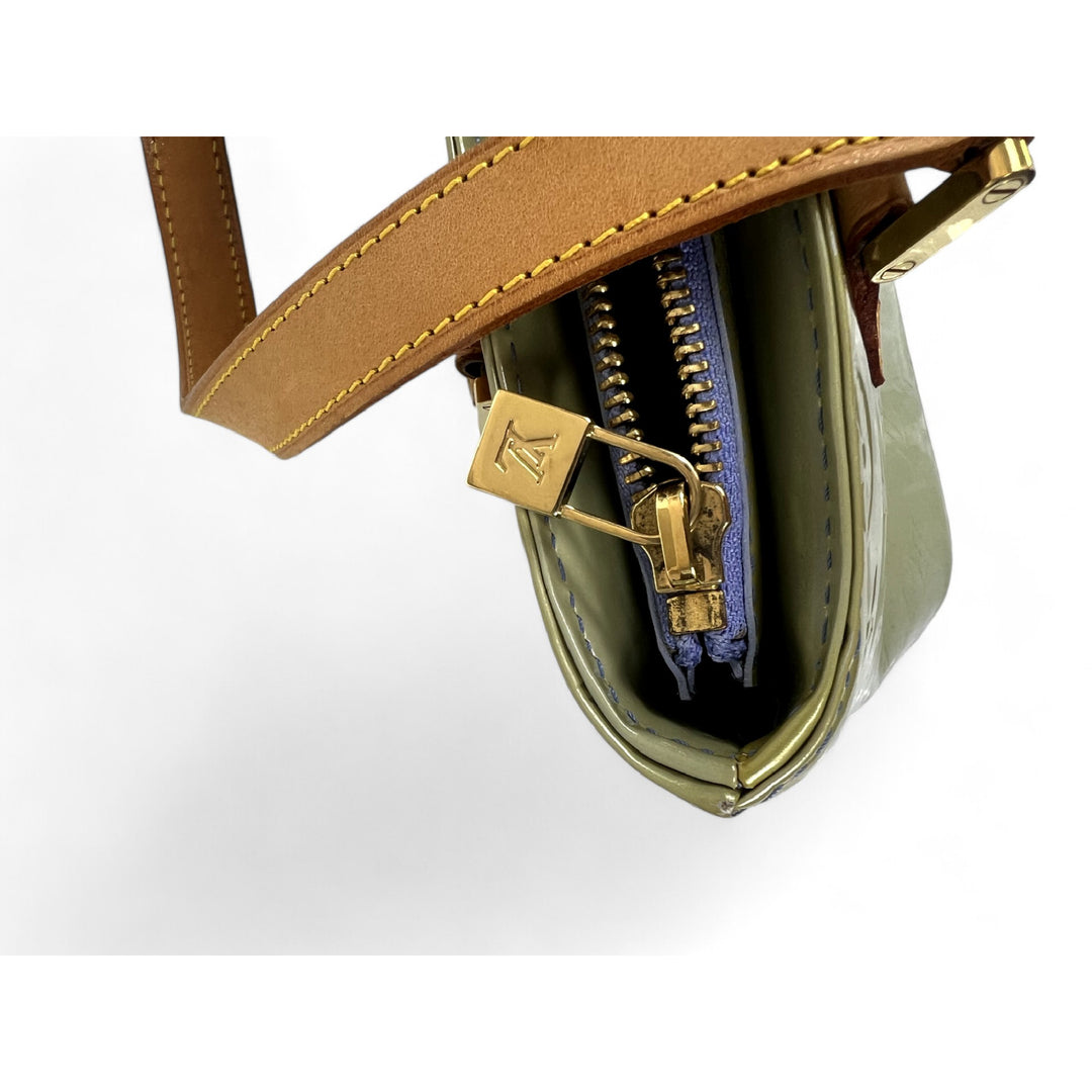 Louis Vuitton Vernis Houston Tote Green Monogram Patent Leather Shoulder Bag Women's Handbag