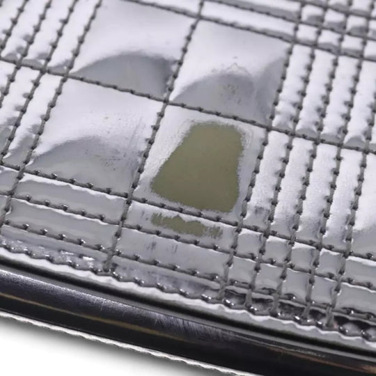 Burberry Chain Shoulder Bag Patent Leather Silver Women Handbag