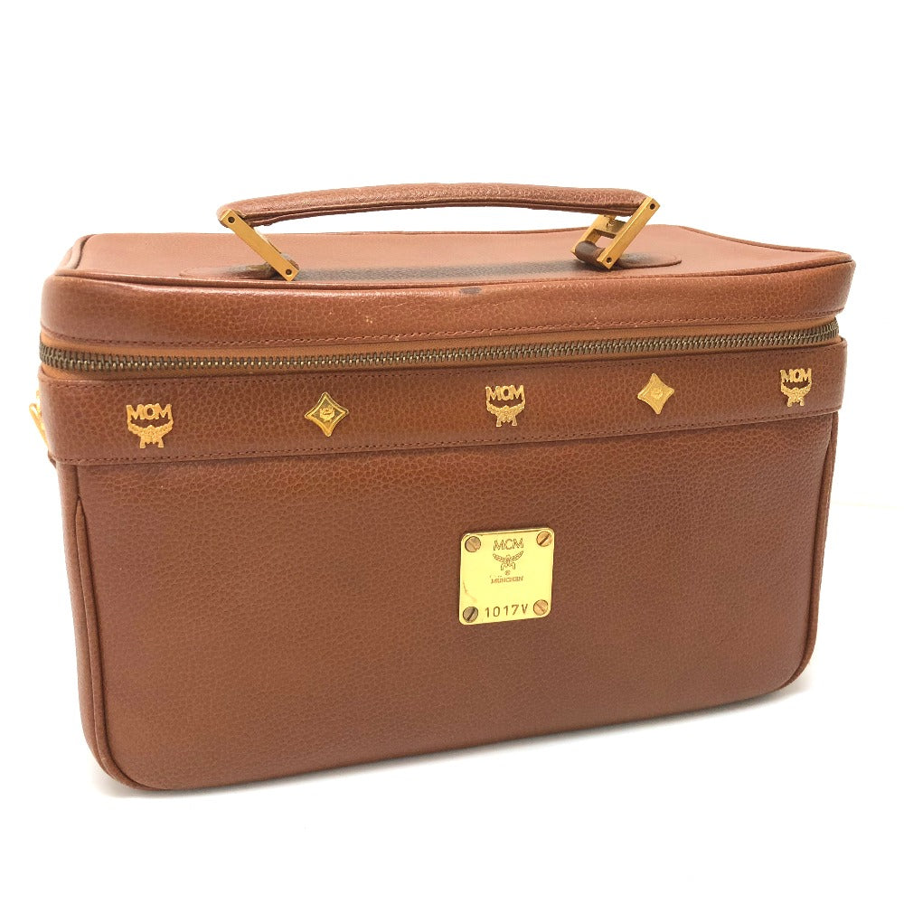MCM Handbag leather Brown Vanity bag box Women Secondhand Authentic