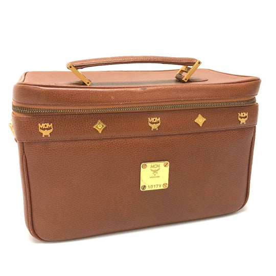 MCM Handbag leather Brown Vanity bag box Women Secondhand Authentic