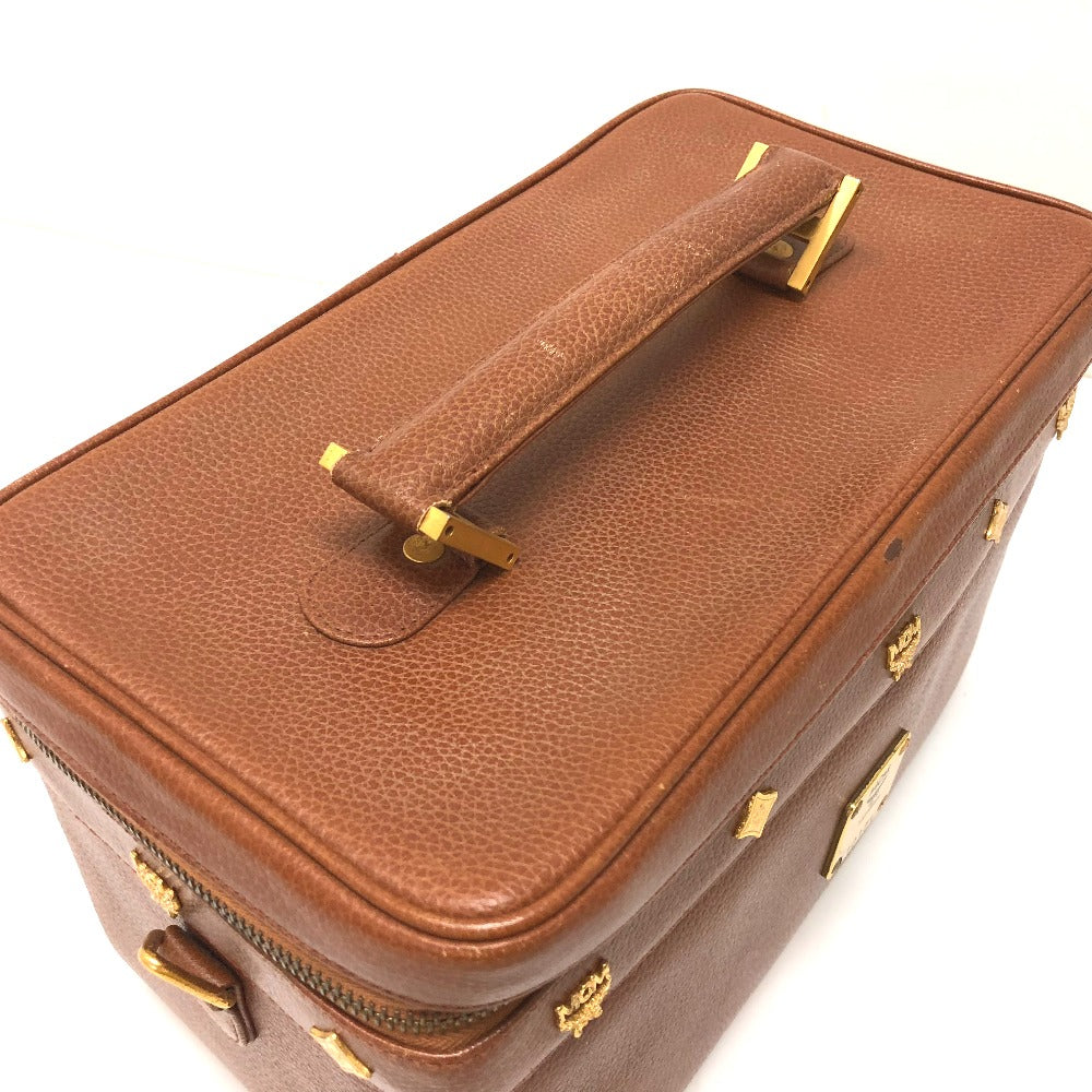MCM Handbag leather Brown Vanity bag box Women Secondhand Authentic