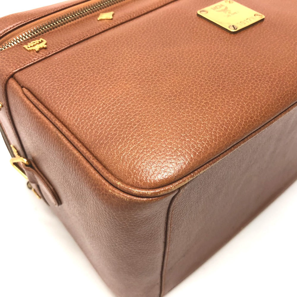MCM Handbag leather Brown Vanity bag box Women Secondhand Authentic