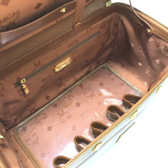 MCM Handbag leather Brown Vanity bag box Women Secondhand Authentic