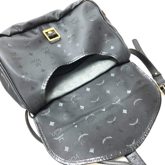 MCM Shoulder Bag PVC / Leather black Crossbody Logogram Women Used Authentic