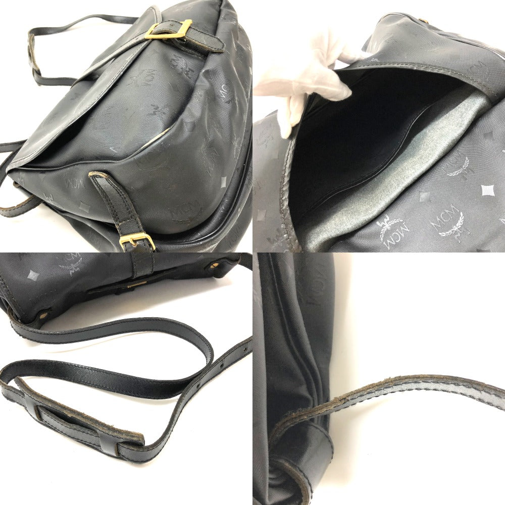 MCM Shoulder Bag PVC / Leather black Crossbody Logogram Women Used Authentic
