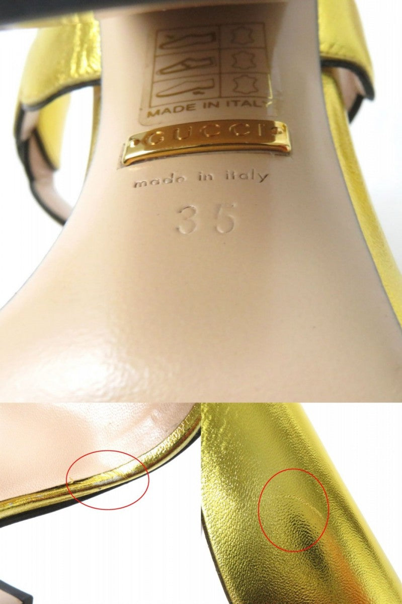 GUCCI Sandals leather gold 35