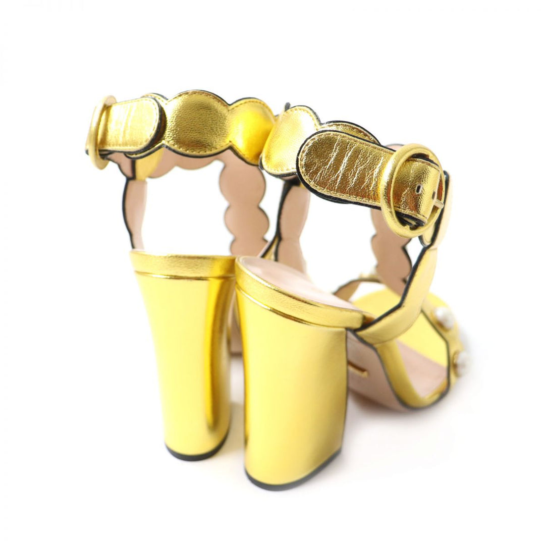 GUCCI Sandals leather gold 35