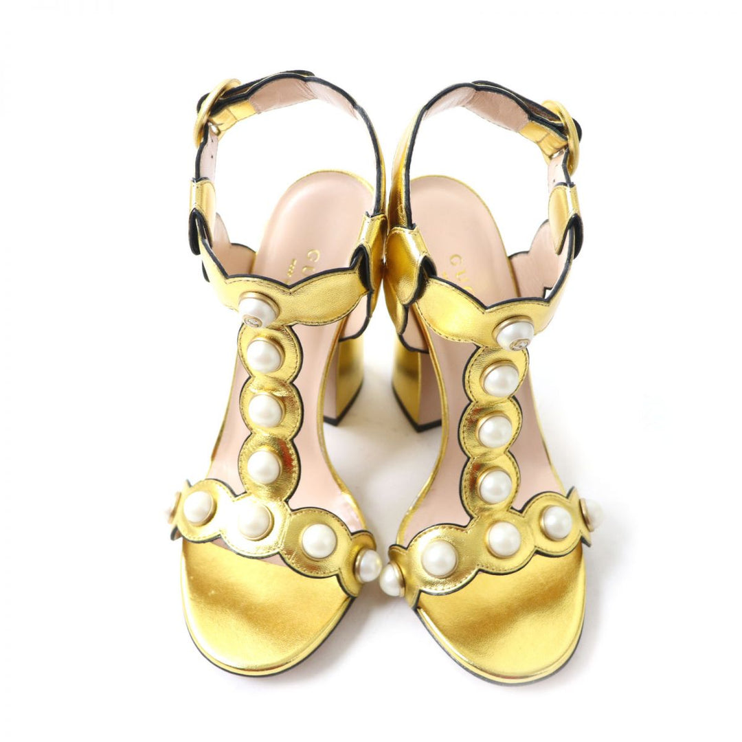 GUCCI Sandals leather gold 35