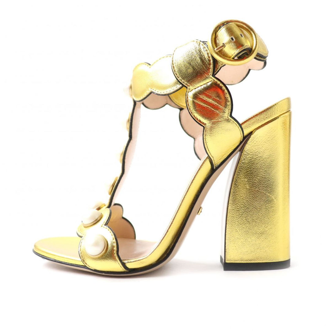 GUCCI Sandals leather gold 35
