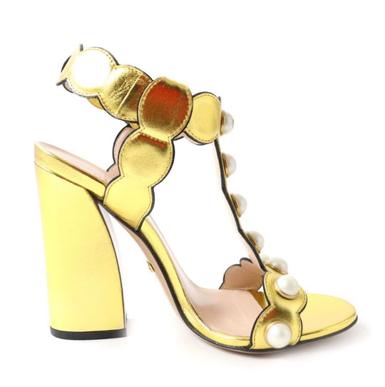 GUCCI Sandals leather gold 35