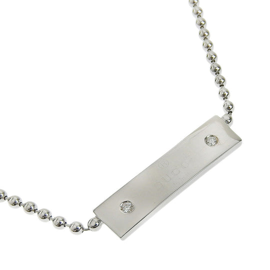 GUCCI Necklace K18 White Gold, Diamond Silver unisex(Unisex) Used Authentic
