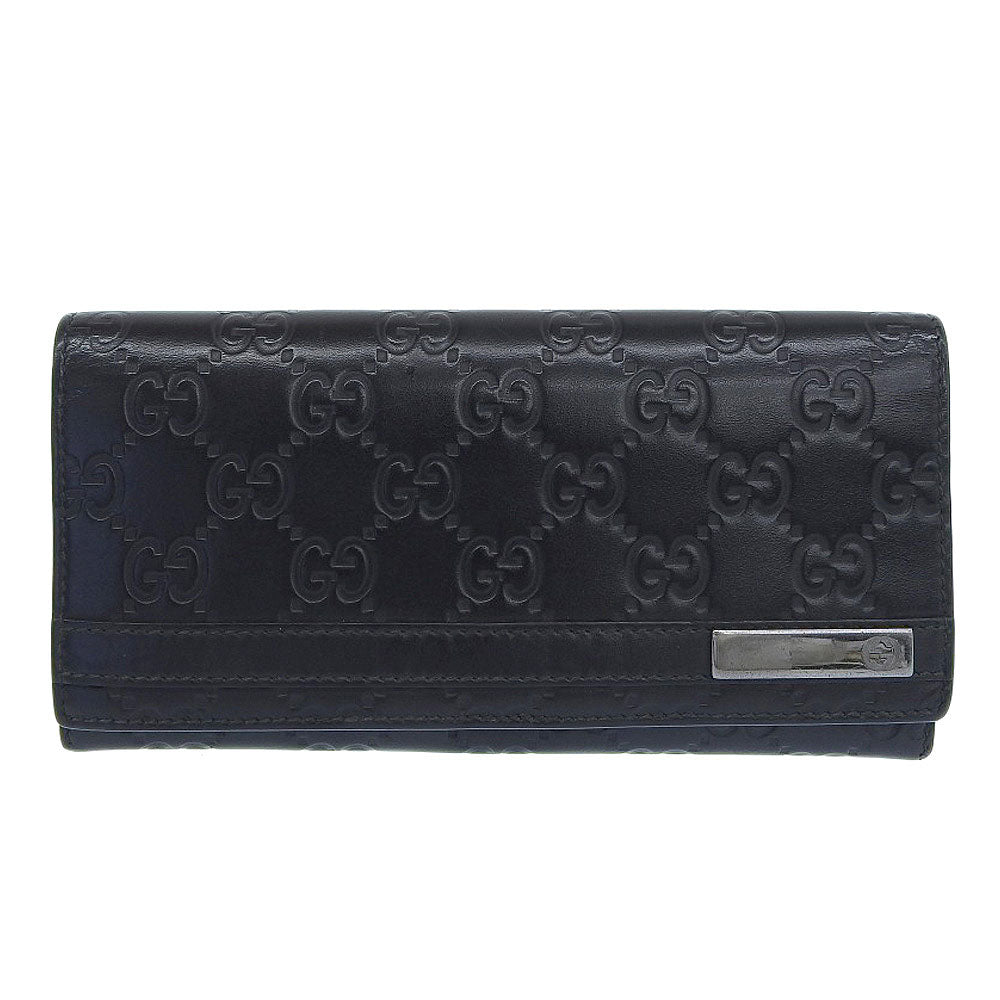 GUCCI Long Wallet Purse 233112 leather black GG Shima Women(Unisex) Used Authentic