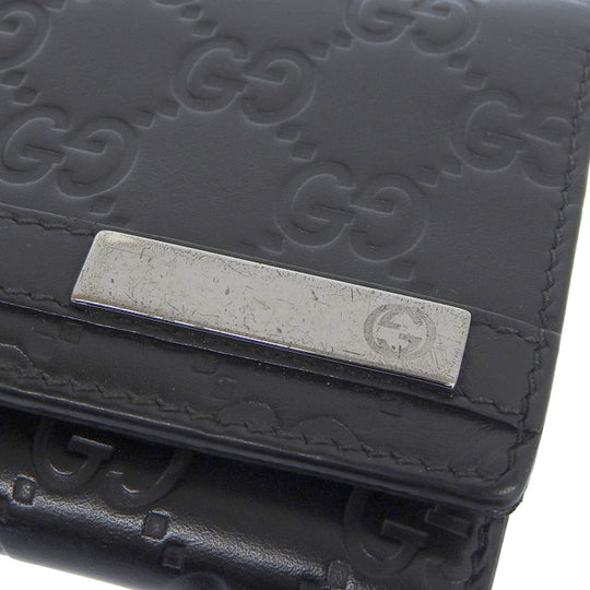 GUCCI Long Wallet Purse 233112 leather black GG Shima Women(Unisex) Used Authentic