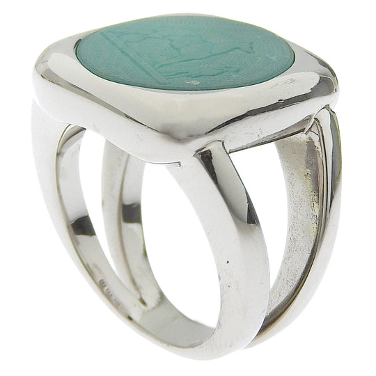 HERMES Ring metallic Silver Corozo Women Used Authentic