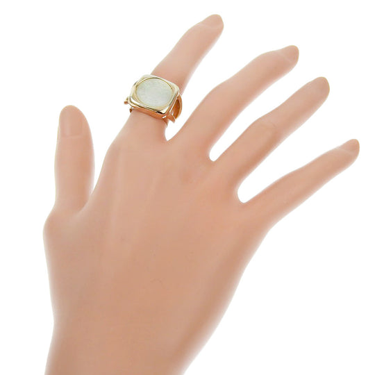 HERMES Ring Plated Gold, White Shell gold corozoserie Women Used Authentic