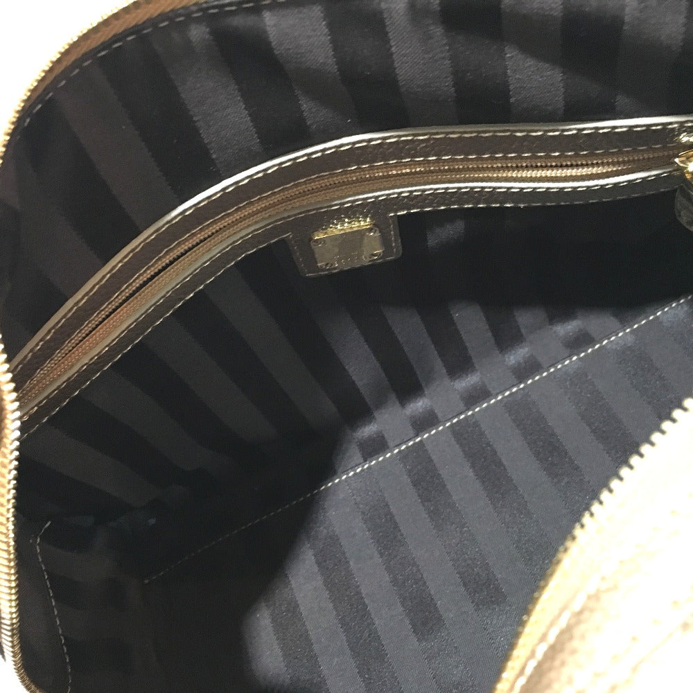 MCM Handbag leather gold Logo studs Women Secondhand Authentic