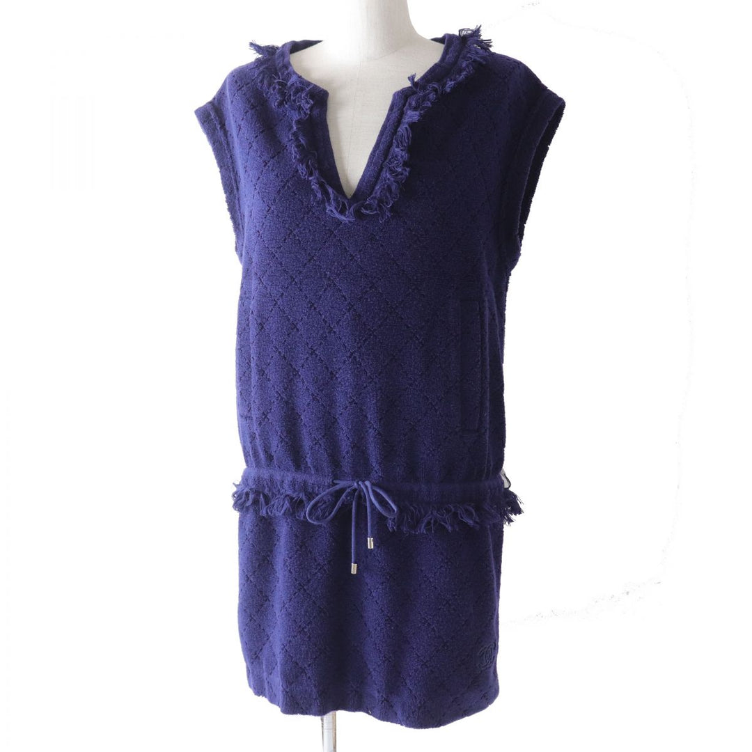 CHANEL one piece cotton Navy 38
