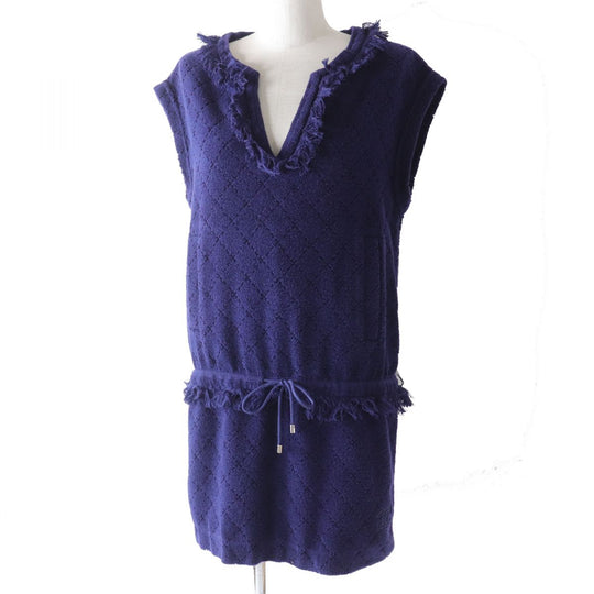 CHANEL one piece cotton Navy 38