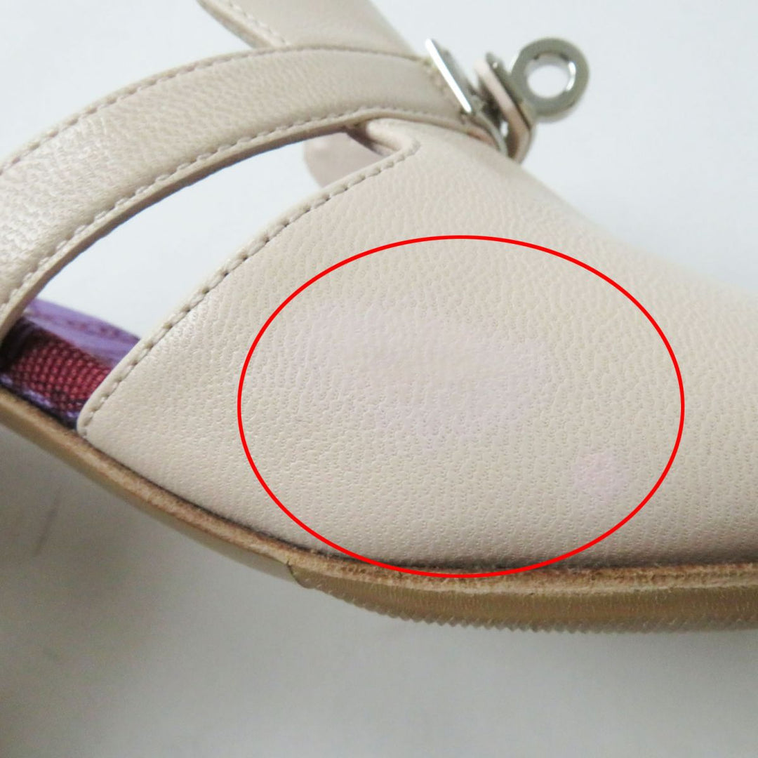 HERMES Sandals leather Purple x Light Pink x Silver Metal 36