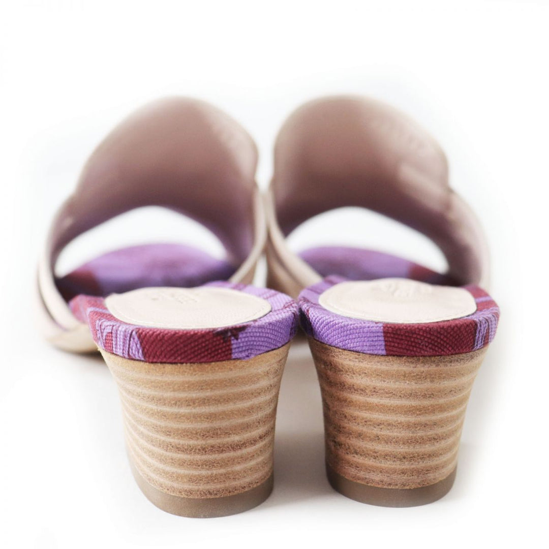 HERMES Sandals leather Purple x Light Pink x Silver Metal 36