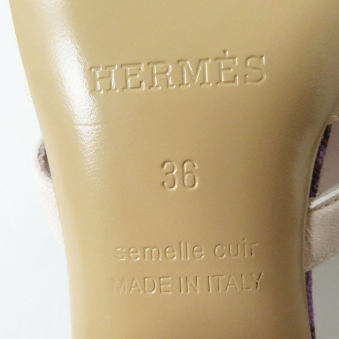 HERMES Sandals leather Purple x Light Pink x Silver Metal 36