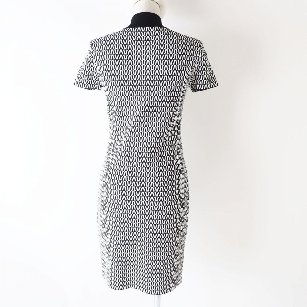 VALENTINO one piece Rayon Black x White V-pattern M
