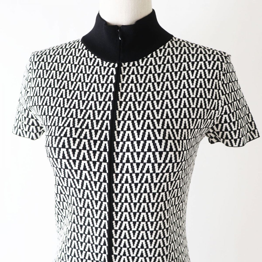 VALENTINO one piece Rayon Black x White V-pattern M