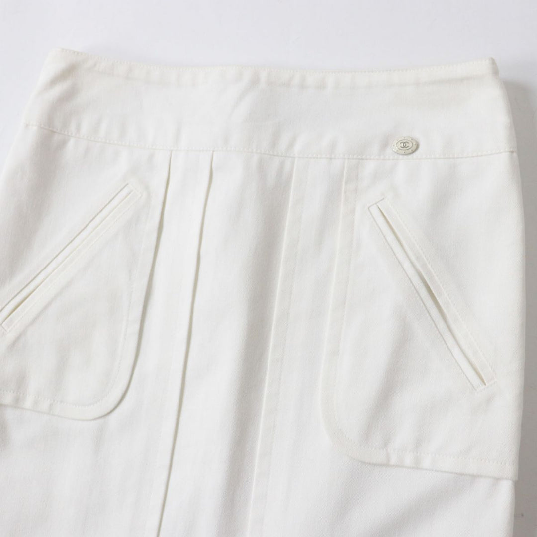 CHANEL skirt cotton white 36