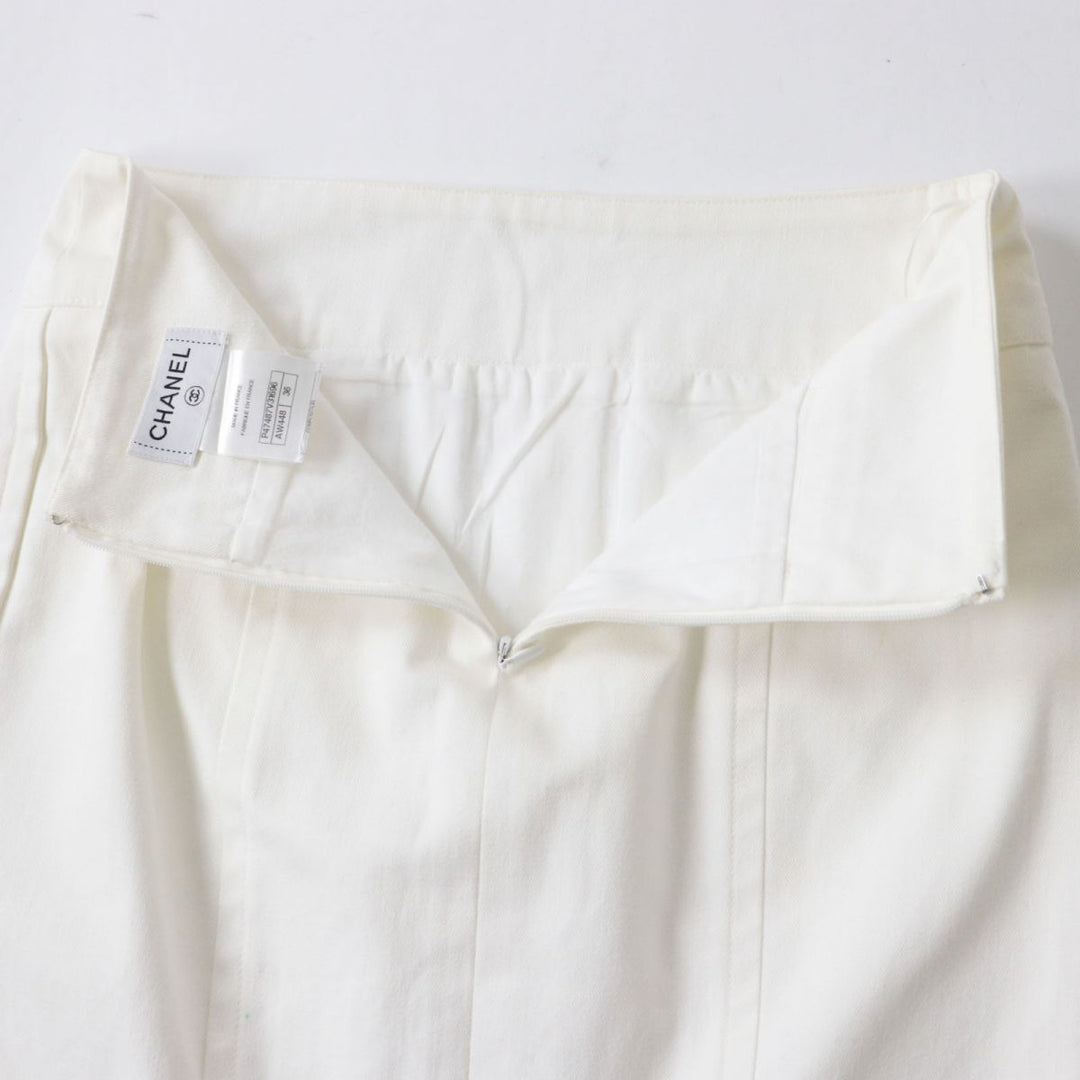 CHANEL skirt cotton white 36