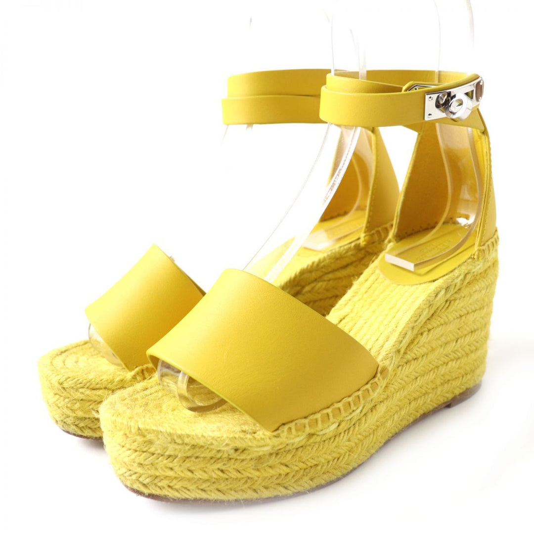 HERMES Sandals leather Yellow x Silver Metal 36