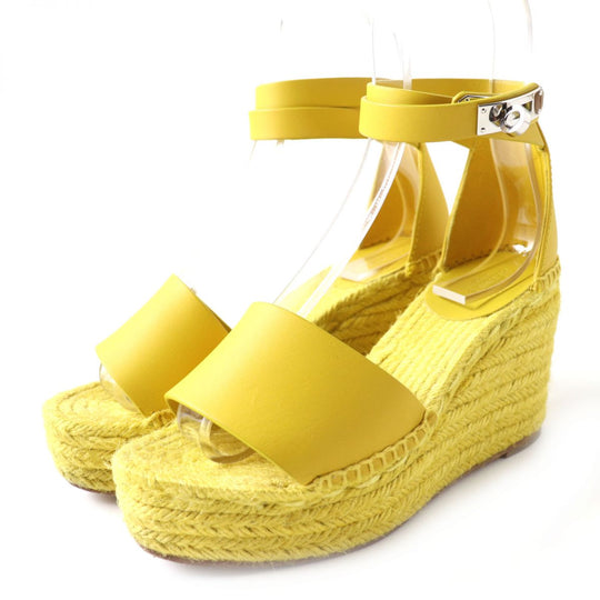 HERMES Sandals leather Yellow x Silver Metal 36