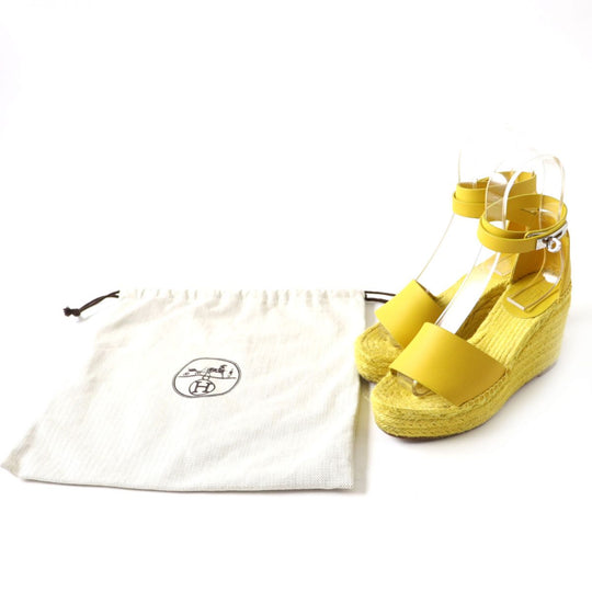 HERMES Sandals leather Yellow x Silver Metal 36