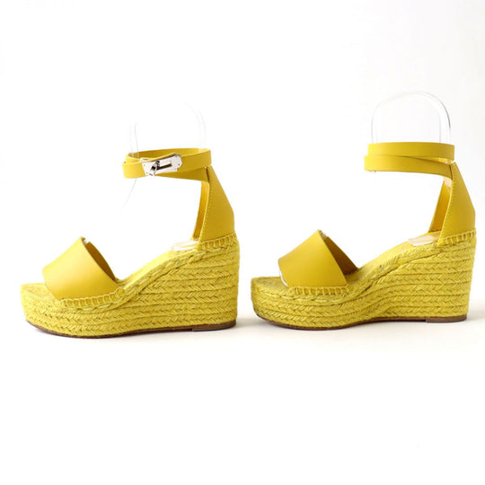HERMES Sandals leather Yellow x Silver Metal 36