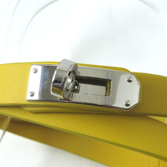 HERMES Sandals leather Yellow x Silver Metal 36
