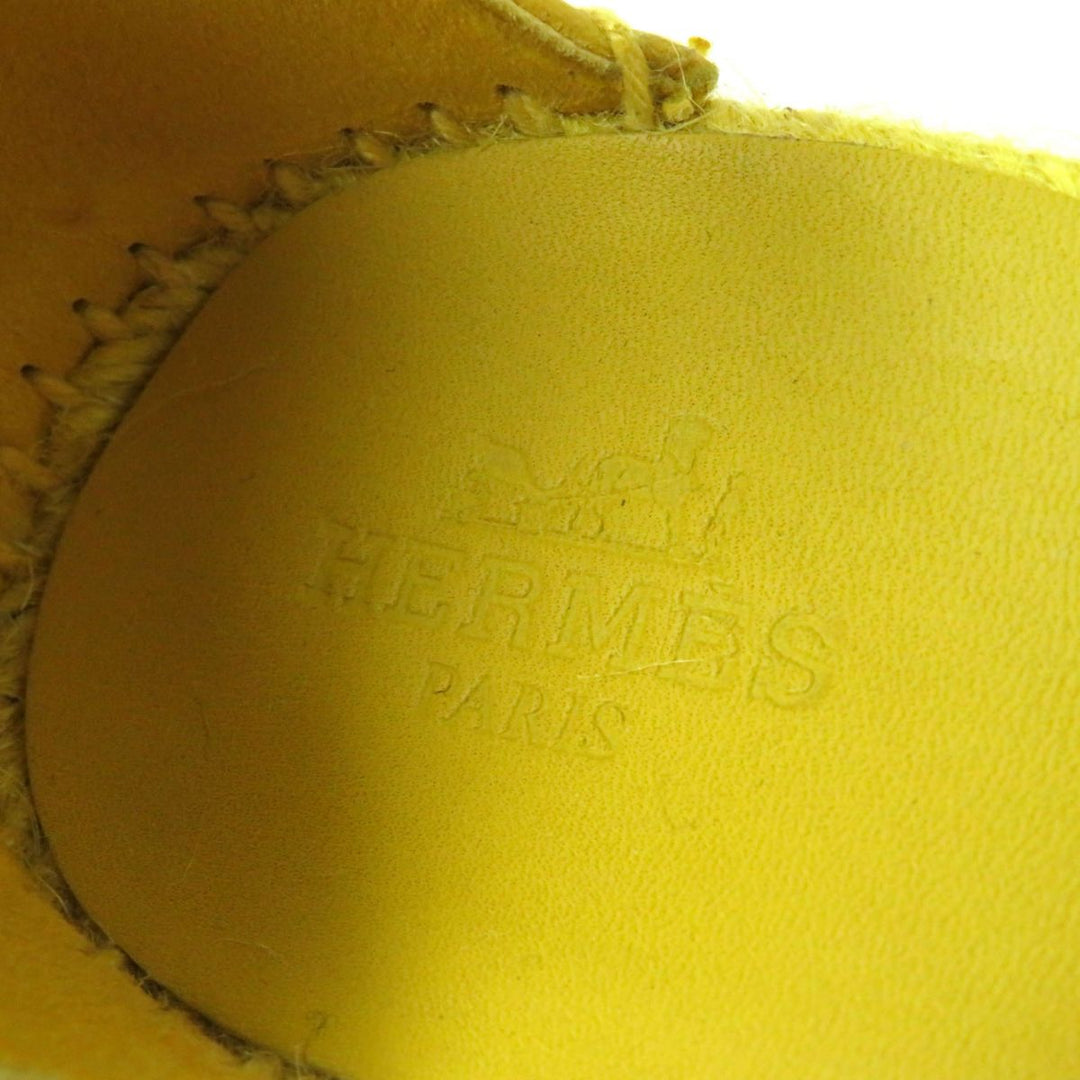 HERMES Sandals leather Yellow x Silver Metal 36