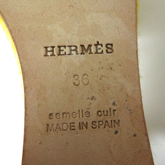 HERMES Sandals leather Yellow x Silver Metal 36