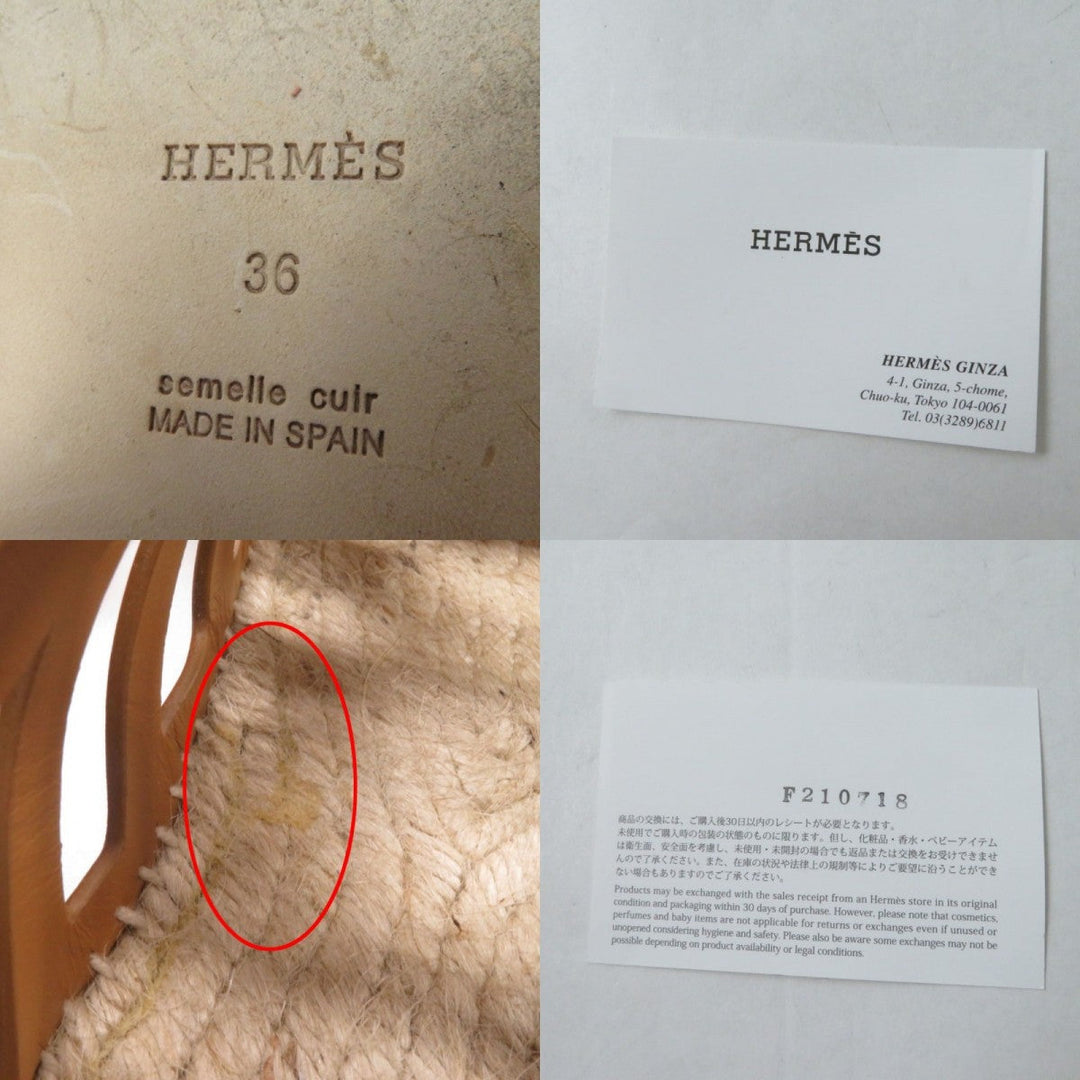 HERMES Sandals leather Brown 36