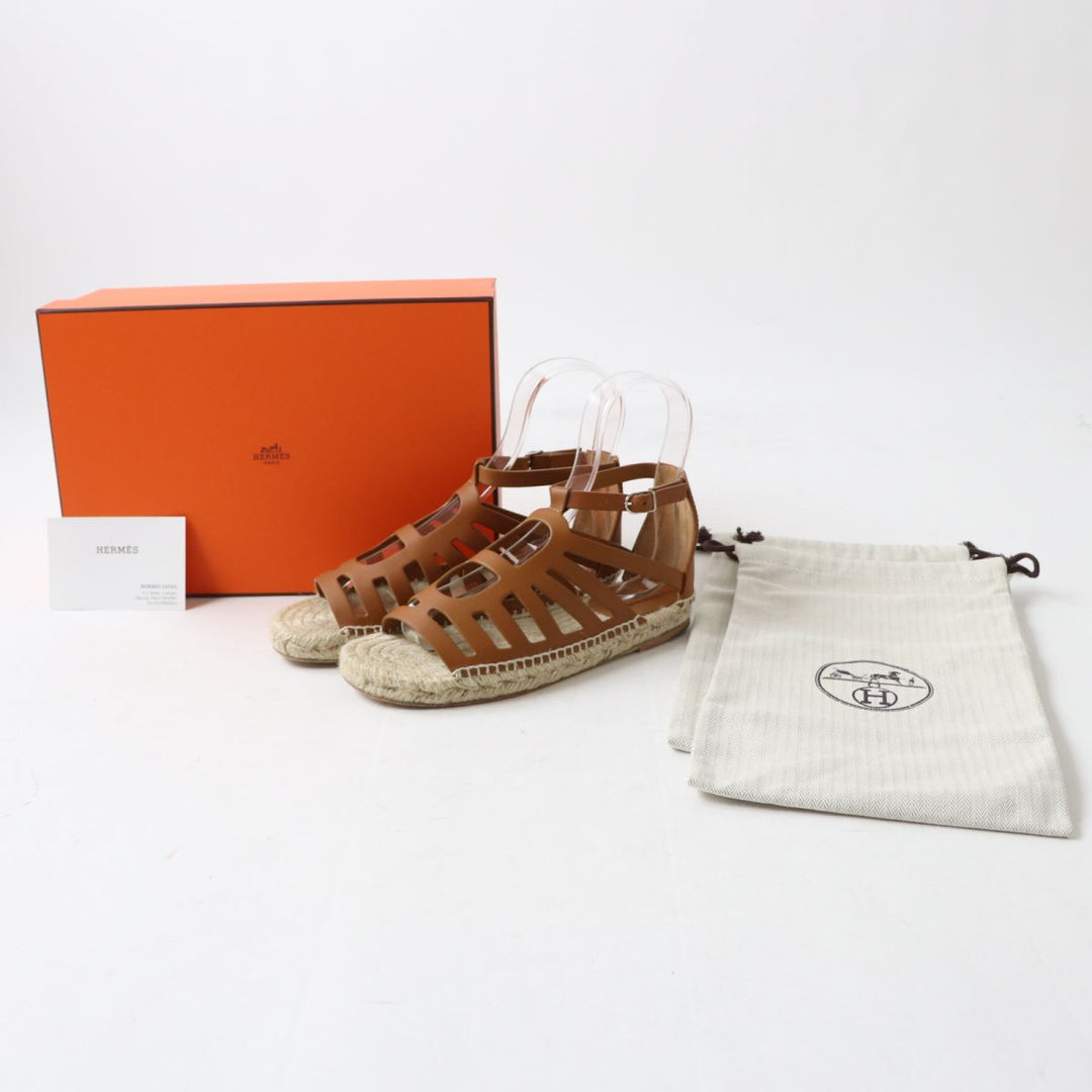 HERMES Sandals leather Brown 36