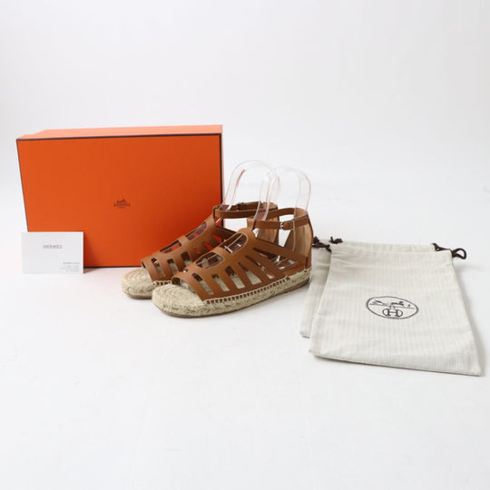 HERMES Sandals leather Brown 36