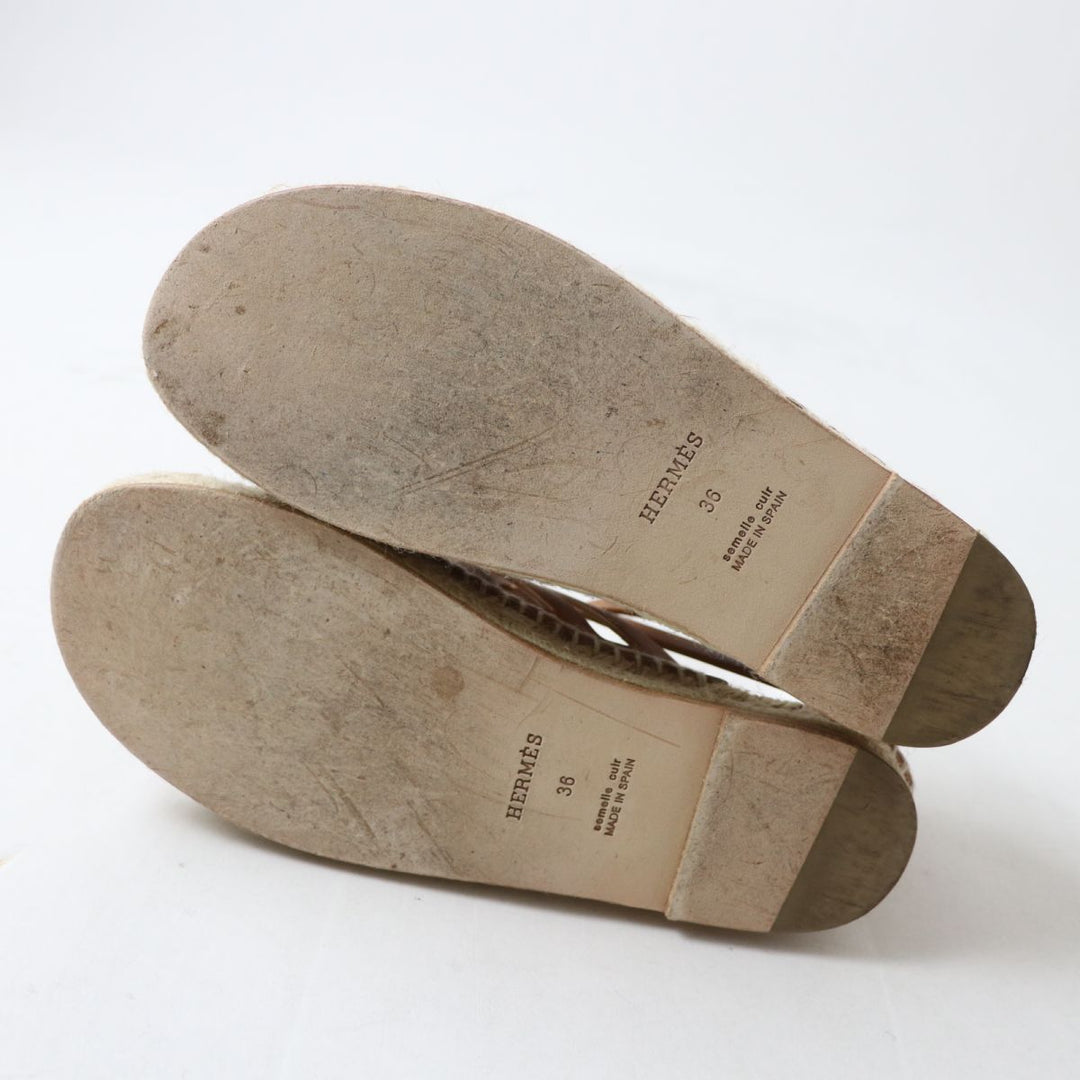 HERMES Sandals leather Brown 36